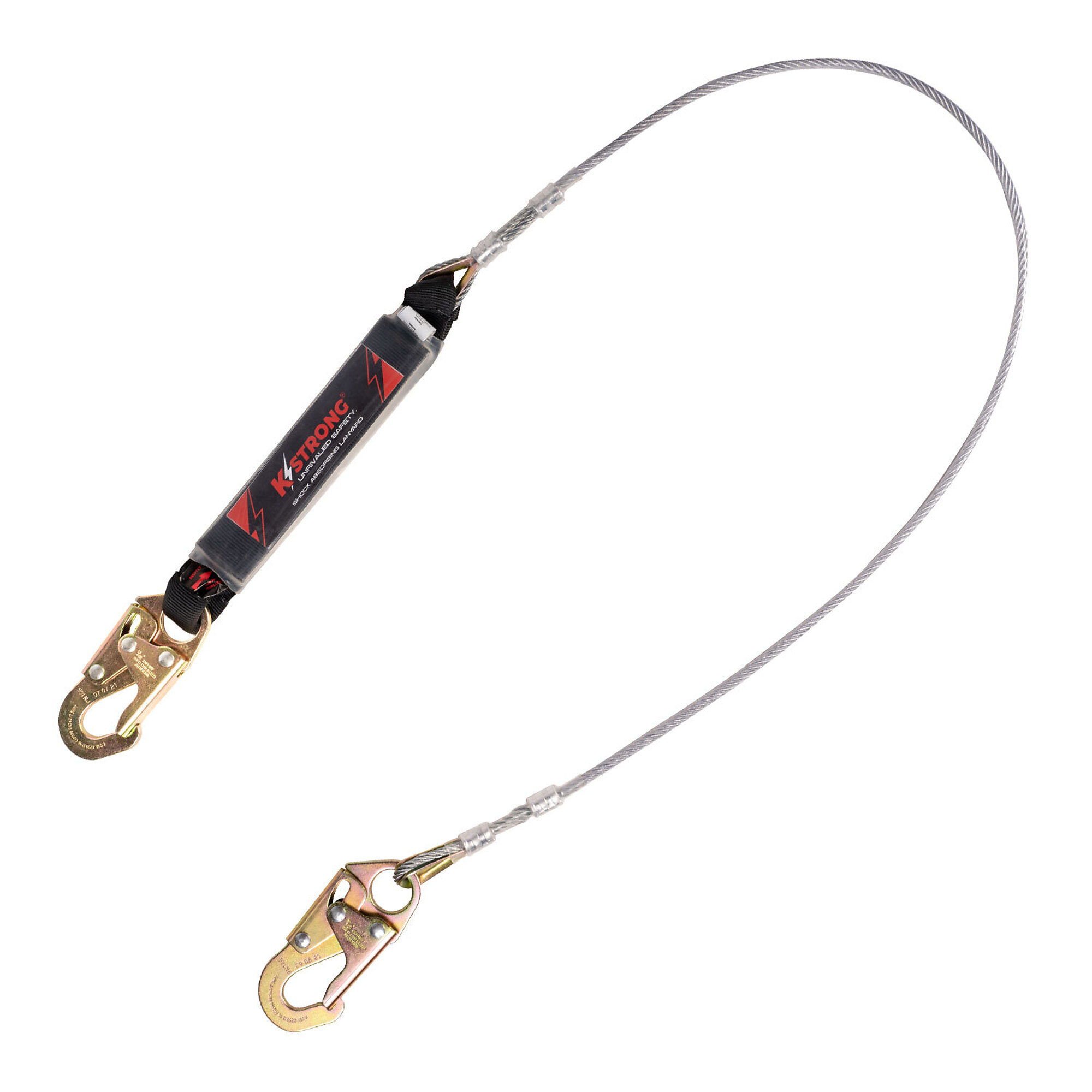 KStrong 6ft. Leading Edge Shock Absorbing Lanyard — PVC-Coated Wire Rope, Snap Hooks, ANSI Rated, Model# UFL201601